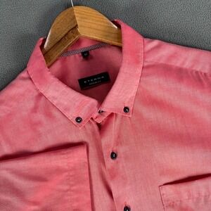 Eterna Shirt Mens 18 Coral Pink Woven Oxford Modern Fit Quiet Luxury Minimalist